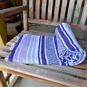 Lavender Mexican Falsa Yoga Blanket 80x50 Boho Serape Beach Blanket